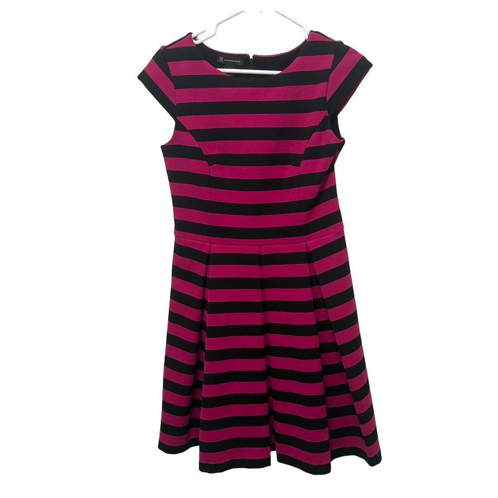 INC International Concepts Black & Pink Striped Knee-Length Dress